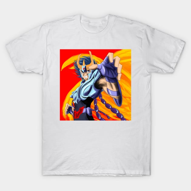 ikki the immortal phoenix in myth cloth art in ecopop saint seiya T-Shirt by jorge_lebeau